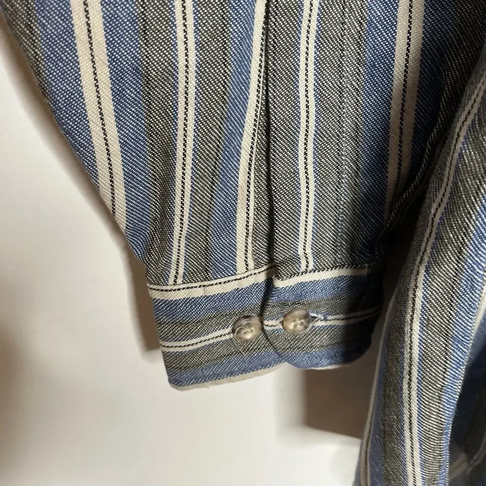 Carhartt Vintage Mens Striped Shirt Size L Work Chore Engineer Twill Button up